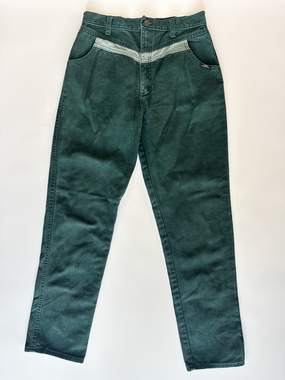 Vintage Ozark Mountain Green High Rise Bareback Jeans Western Boho 90's Cowgirl